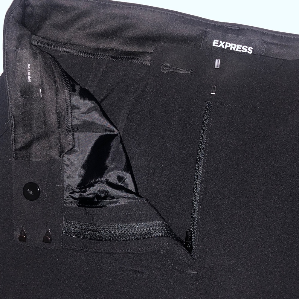 Express Super Soft Twill Mid-rise Classic Black Slacks 8R - Picture 4 of 5